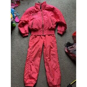 VTG 80s Kaelin Ski Snowboarding Suit Set Womens Sz 8 Red Salmon